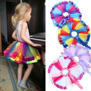 Wholesale tutu t for sale - Group buy Skirts Fashion Girls Toddler Baby Princess Kids Sundress Rainbow Tulle Tutu Skirt T