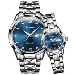 Wholesale top couple watch for sale - Group buy JSDUN Top Brand Fashion Simple Luxury Automatic Mechanical Couple Watch Waterproof Tungsten Steel Material
