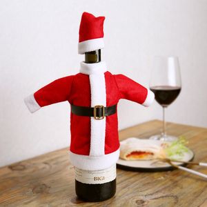 Christmas Decoration Wine Bottle Cover Cloths Set Christmas Crafts Liquid Bottles Cap New Year Xmas Santa Claus Holiday Decorations