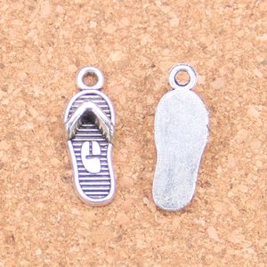 89pcs Antique Silver Plated Bronze Plated flip flops slipper Charms Pendant DIY Necklace Bracelet Bangle Findings 21 8mm214O