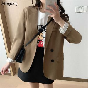 Blazers Mulheres Outono Moda Básico Outwear Notícias Único Sólido Casual Casual Daily New Estilo Coreano Feminino Escritório Senhora Tops X0721