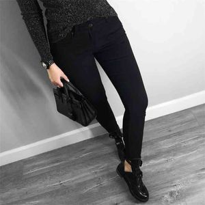 Högkvalitativa kvinnor Jeans Skinny Basic Style Casual Solid Färg Denim Byxor Slim Black Stretch 210629