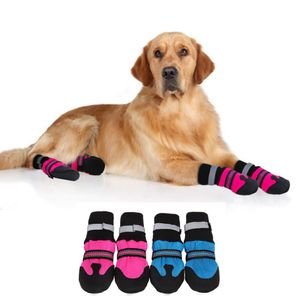 Pet Dog Odzież Buty Sportowe Mountain Wearable Dla Zwierząt PCV Podeszwy Wodoodporne odblaskowe psy Buty Idealne dla małych średnich dużych 4 sztuk / zestaw