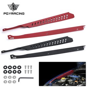 2PCS Aluminum Left Right Fender Shrouds Kit Black/Red Panel Plate Engine Bay w/ Hardware For 2008-2014 Subaru WRX & STI PQY-CCR05