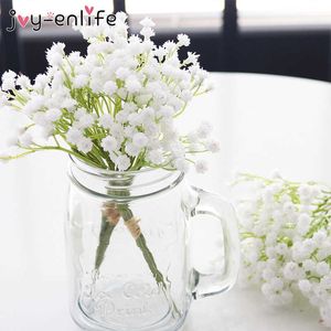 1pcs 19cm White Babies Breath Artificial Flowers Fake Gypsophila DIY Floral Bouquets Arrangement Wedding Home Decoration Flowers Q0812