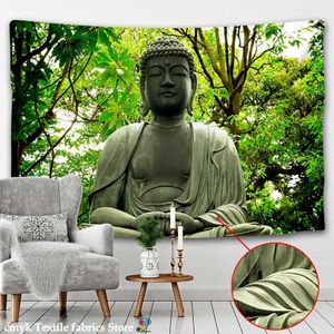 3dreligion Culture Hanging Wall Tapestry Buddha Wall Carpet Headboard Dorm Hippie Psychedelic Tapestry Tree Landscape Boho Decor 210609