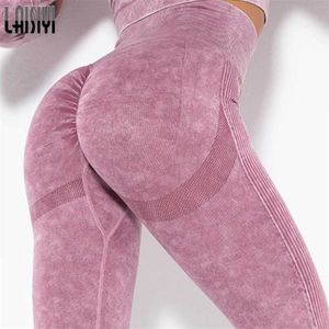 Pantaloni push-up senza cuciture da donna Palestra Leggings sportivi a vita alta sexy Leggins con controllo della pancia Pantaloni da jogging sportivi da donna 211008