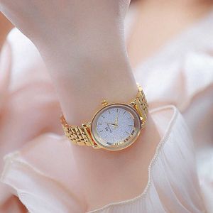 BS蜂姉妹クリスタルウォッチ女性高級ブランドエレガントなシンプルなゴールドの女性の腕時計腕時計モントトレフェムメ210527