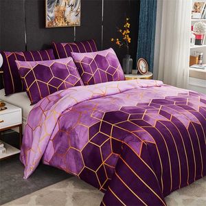 Geometria Euro Podwójna pościel Pościel 2 osoby Pościel Zestaw Luksusowy Duvet Cover Set Twin Queen King Nordic Kołdra Pokrywa i Poszewka 211007