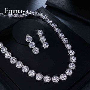 Emmaya Brand Gorgeous Round Jewelry White Gold Color AAA Cubic Zircon Wedding Set for Lover Brides Gift 2201192378