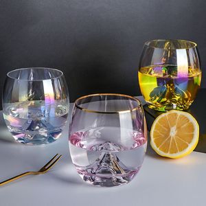 Transparente bunte Kristallglas-Tasse, Kaffee, Bierkrug, Saft, Milch, Whisky, eiförmige Tassen, Haushaltswasser