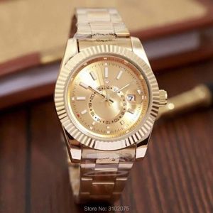 Wristwatches Drop 2021 Luksusowy Zegarek Top Marka Moda Sky-Watch Data Mężczyźni Kwarcowy Gold Role Męski Zegarek 30 M Wodoodporny