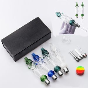 NC Kits Hookah Nector Collectors Kit 510 Thread Ceramic Quartz Nails Titanium Nail Wax Containers Water Pipes With Retail Box Pack Hookahs Collector