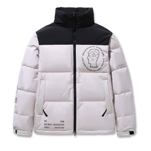 Brand Face Men Winter White Duck Parkas Jacket Patchwork Colors Couple Stand Collar Pocket Thick Warm Down Puffer Jackets Male 211110