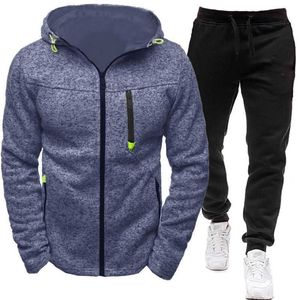 Hoodies Erkek Setleri için Suit Polar Sıcak Eşofman Uzun Kollu İki Parçalı Hoodie Erkek Sonbahar Büyük ve Uzun Boylu Pantolon Takım Elbise X0909