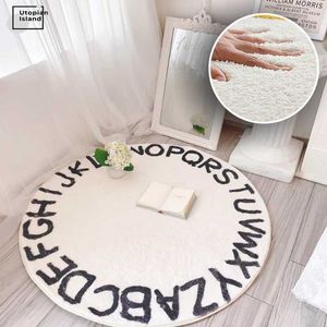 Alfabe Çocuklar halı Beyaz Kat Mat Bebek Emekleme Kilim Çocuk Oyun Mat Yuvarlak Kabarık Kilim Oturma Odası Için Peluş Mat çocuklar için