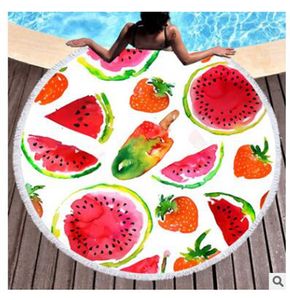 Toalha de praia para mulheres redondas Borlas de microfibra Quick Seco Piquenique Multi-Propósito Yoga Matitation Mat Feminino xale Envoltório Animal de frutas Toalhas de natação 150 * 150cm