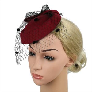 Clipes de cabelo Barrettes 1pc Mulheres Retro Fascinator Clip Feathers Top Veil Hat Wedding Royal Ascot Race Acessórios