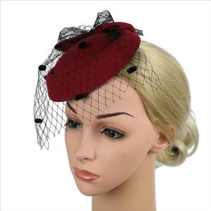 Fermagli per capelli Barrettes 1PC Donne Retro Fascinator Clip di piume Top Velo Cappello da sposa Royal Ascot Accessori da gara Spilli per