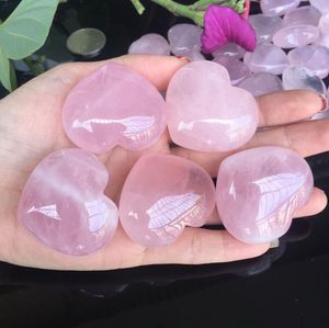 Presente amor soprado coração rosa em forma de pedra amor cura cristal pedras preciosas gemas naturais rosa cristais de quartzo frete grátis