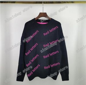 22ss Designers Sweaters Mens Womens Chest letter print oversize Man Paris Fashion Tee Top Quality Tees Street long Sleeve black white red xinxinbuy S-2XL