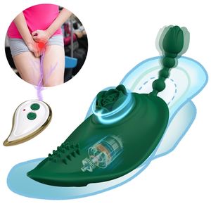 Massage Rose Wear Vibrator Clitoral Stimulator Anal Plug Butt Plug Kvinna Onani Verktyg Sex Machine Pussy Vuxna leksaker för par