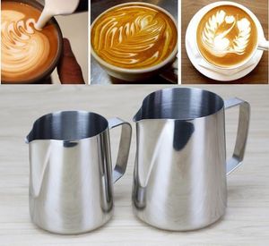 Spienianie ze stali nierdzewnej Dzbanek Espresso Coffeenek dzban Barista Craft Coffee-Latte Milk Frothing-Jug Kubek Kuchenny 150ml 350ml 600ml SN2972