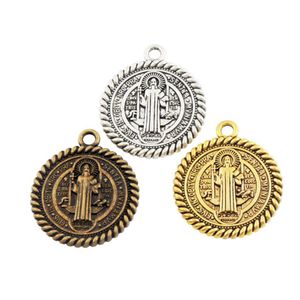 Medalha de São Bento Charms of Nysia Patonn против злых очаровательных бусин из очарования Medal Antique Silver / Gold / Bronze Colgante Católico подвески L1791 36x31mm 12 шт. / Лот