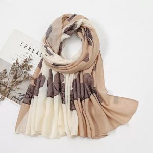 2021 Wholesale Women Luxury Cotton Scarf Autumn Floral Beach Hijab Shawls and Wraps Designer Fashion Stole Head Scarves Bandana