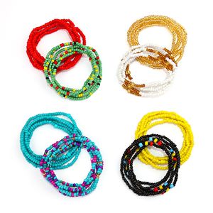 8st set sommar elastisk midja kedja bikini kvinnor pärlstav kropp smycken multilayer strand flexibla fötter magen kedjor långa ris pärlor halsband