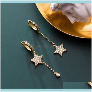 Jewelrysterling Sier Dainty Prevent Allergy Hoop örhängen Zircon Star Water Asymmetric For Women Hie Drop Delivery 2021 B3HLS