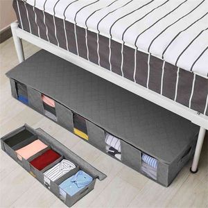 NonWoven Under Bed Förvaringsväska Quilt Filt Kläder Bin Box Avdelare Vikskåp Organizer Klädbehållare Stor 210914