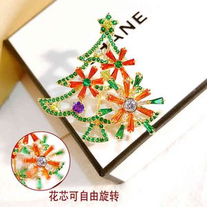 Japan and South Korea Christmas Tree Brooch Rotating for Men Women Versatile Clothes Accessories Pendant Coat Pin Buckle Collar