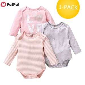 Chegada 3-Pack Baby Love Striped Macrejos Conjuntos Roupas 210528