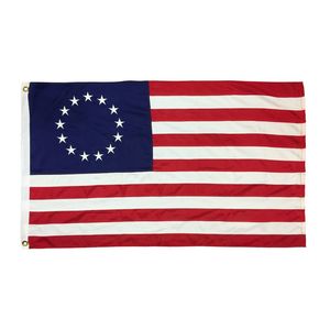 Johnin 3x5fts Betsy Ross Bayrak Doğrudan Fabrika Toptan 90x150cm 13 Yıldız US USA 1777 Banner İlk Amerikan Ulusal