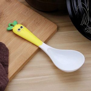 Skedar 1 st Cute Radish Porslin Rice Ladle 3 Färger Lång Handtag Soppa Sked Måltid Middag Scoops Kök Tillbehör Matlagningsverktyg