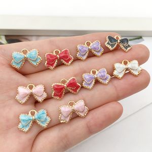 Misturar 20 pcs / pack Little Bow Enamel encantos Brinco Chaveiro Colar Pingente Jewlery Resultados Bulk Itens Atacado