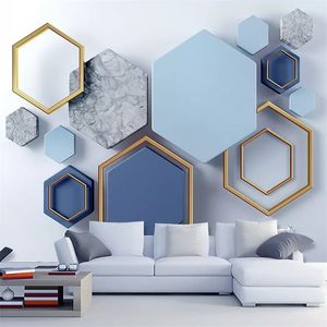 Murales personalizzati Carta da parati Moderna 3D Stereo Arte astratta Geometrica Po Pittura murale Soggiorno Camera da letto Sfondo Rivestimento murale 210722