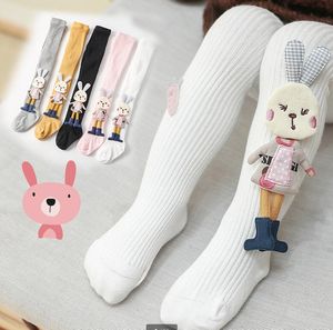 Primavera crianças meia malha crianças meia-calça algodão duplo agulha calças justas para meninas cute animal bebê menina inverno roupas gc668