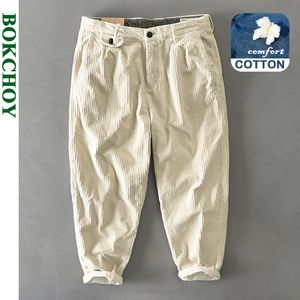 2021 outono inverno homens algodão veludo calças cor sólida casual safari estilo multi-bolso all-match workwear GML04-Z325 220212