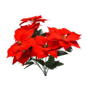 Decorative Flowers & Wreaths Real Touch Flannel Artificial Christmas Red Poinsettia Bushes Bouquets Xmas Tree Ornaments Centerpiece For