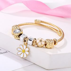 Gold Color Adjustable Sunflower Cuff Bangle Bracelet for Women Fine Jewelry 2022 New