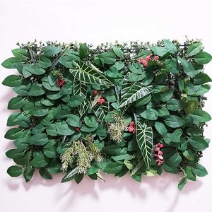 1pc 40 * 60cm人工草原植物壁パネルの偽の芝生の葉のフェンスの人工葉の家の庭の壁の装飾緑のDIY 210624