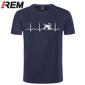 REM Custom Printed T Shirts Mäns Kortärmad Op O-Neck trummor Drummer Heartbeat Shirt 210716