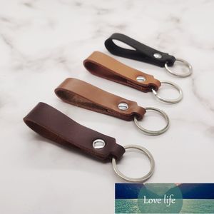 Vintage Brown Cow Leather KeyChain for Women Men Creative Simple Design Cowhide Car Keyring Bag Key Chains Gifts Smycken B092 Factory Price Expert Design Kvalitet