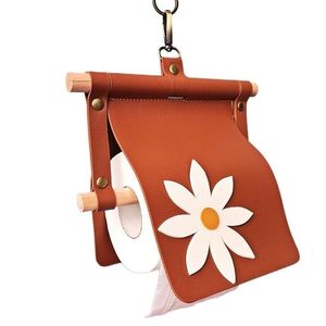 Tissue Boxes & Napkins Nordic Daisy Leather Box Roll Paper Storage Bags Wall Mounted Waterproof Toilet Pumping Kitchen Hanging Napkin Holder