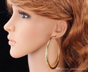 18K Real Gold Plated Elegant Larger Size Women Hoop Never fade stud High Quality girls earings Fashion Costume Jewelry Trendy Big Earrings Wholesale for women