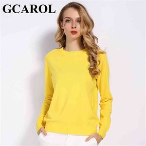 Gcarol Kadınlar Şeker Örgü Jumper 30% Yün Ince Kazak Bahar Sonbahar Kış Yumuşak Streç Render Kazak Giyim S-3XL 210914