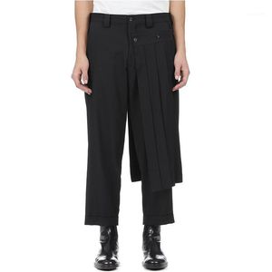 Pantaloni da uomo 2021 Gonna a doppio pantalone e pantaloni a bobina affusolati a nove punte, taglio verticale decostruito Yohji Spring