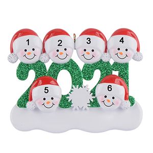 Żywica Spersonalizowana Choinka Ornament Snowman Rodzina 4 Niestandardowy Prezent Dla Mamy Tata Kid Babcia 70920a